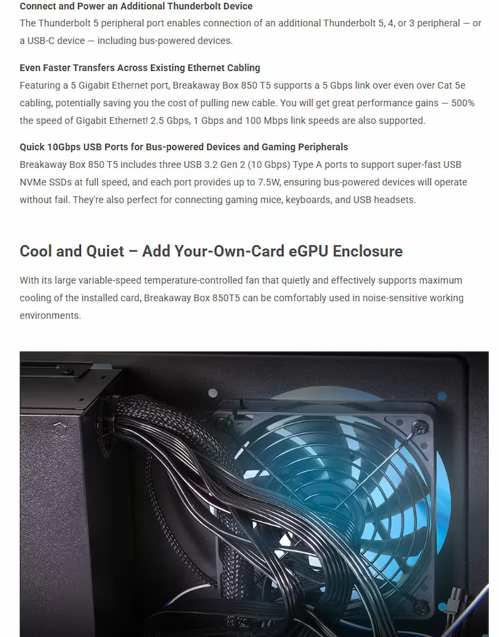 Sonnet Breakaway Box 850 T5 – Thunderbolt 5 eGPU Enclosure Sonnet Breakaway Box 850 T5 – Thunderbolt 5 eGPU Enclosure